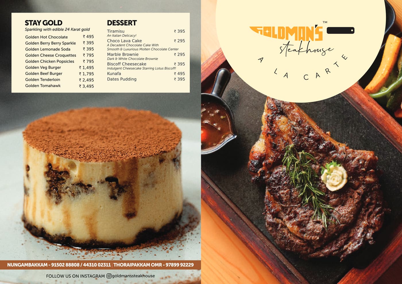 Goldman's Steakhouse menu page 1